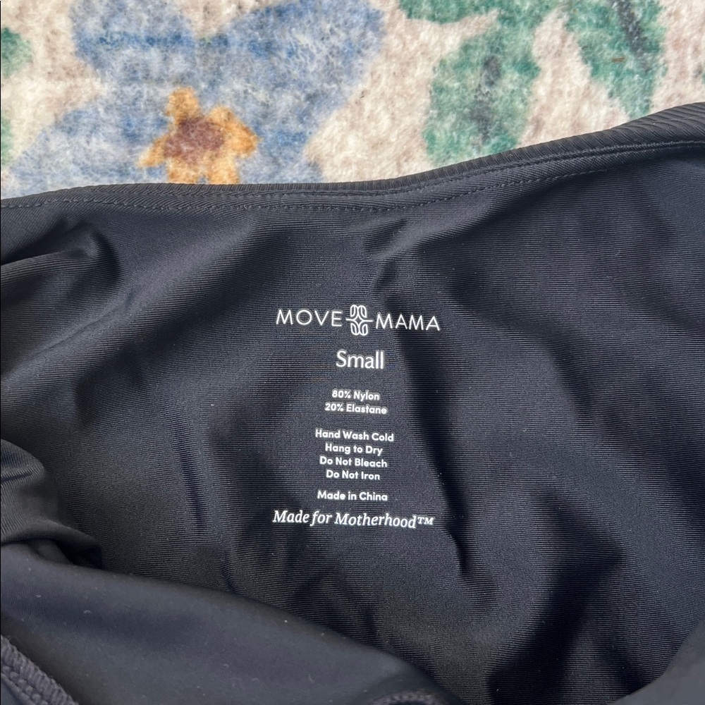 Black Ribbed Tie Strap Nursing Swimsuit Postpartum MoveMama - Picture 7 of 7